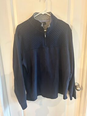 Brooks brothers quilted Men's Navy Quarter-Zip Pullover Sweater